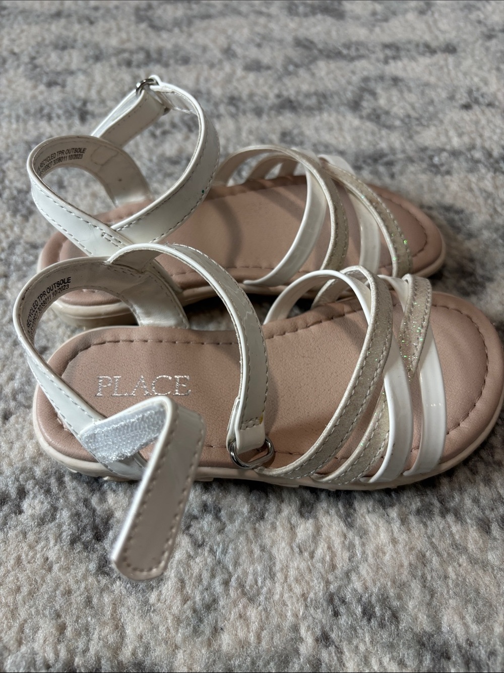 The Children's Place White Glitter Strappy Sandals